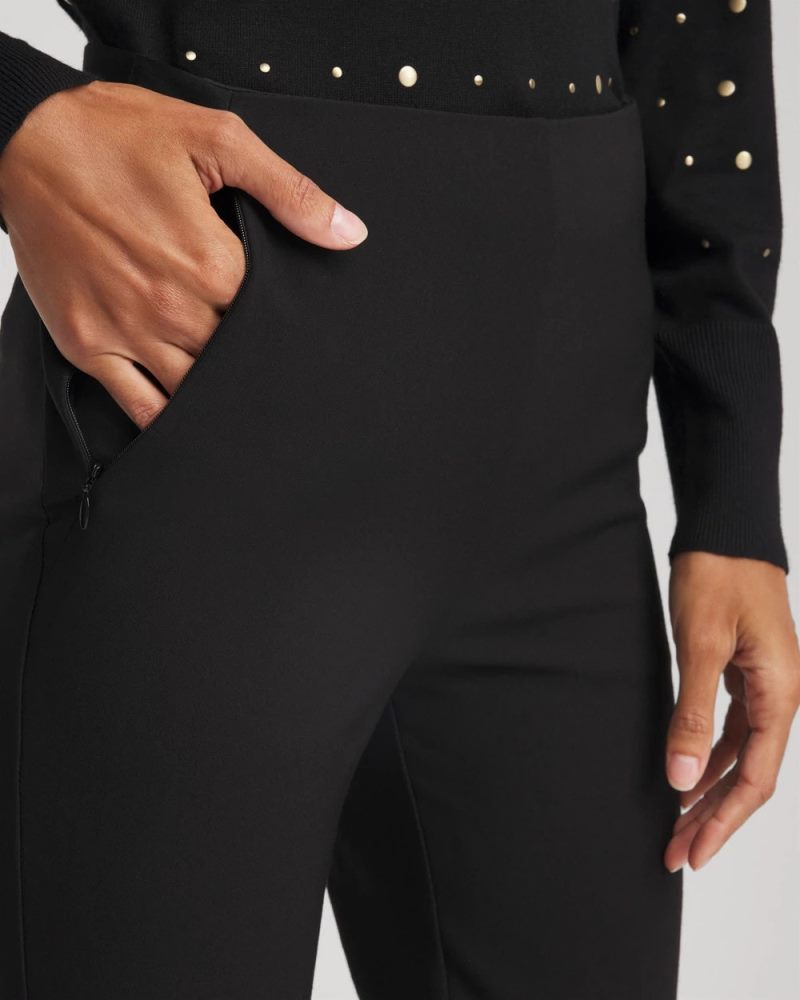 Chicos Lightweight Juliet Straight Ankle Pants - BLACK
