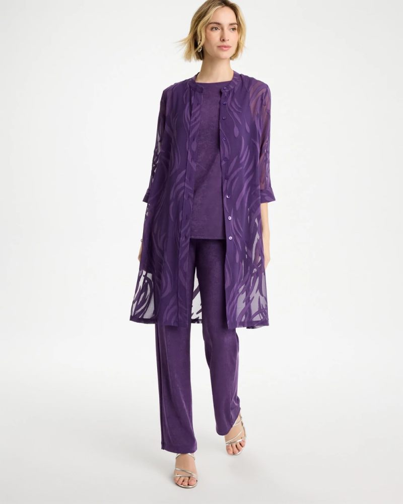 Chicos Travelers™ Collection Sheer Jacquard Topper - RICH AMETHYST