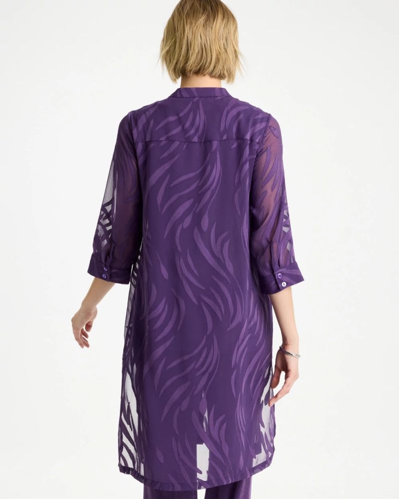 Chicos Travelers™ Collection Sheer Jacquard Topper - RICH AMETHYST