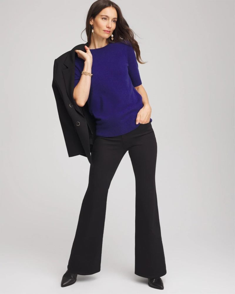 Chicos Crewneck Cashmere Pullover Sweater - COBALT