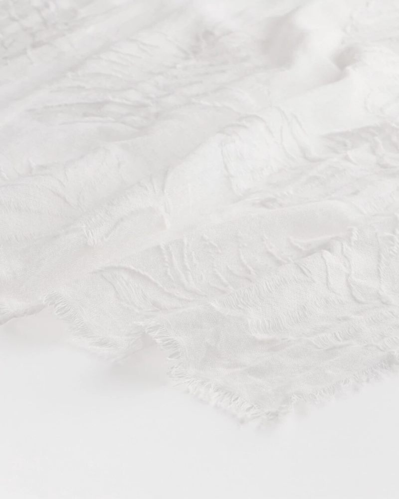 Chicos Textured Palms Oblong Scarf - WHITE