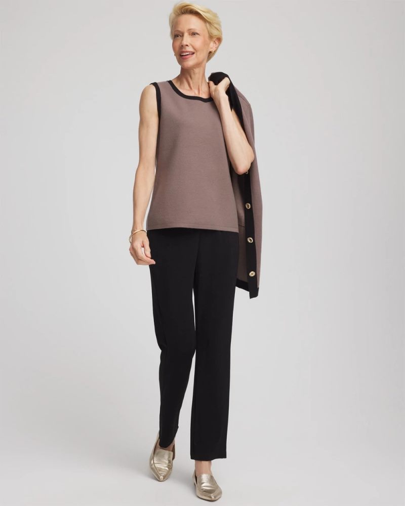 Chicos Travelers™ Tipped Sweater Tank - DEEP TAUPE
