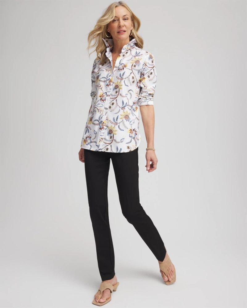 Chicos Juliet Slim Trim Detail Pants - BLACK