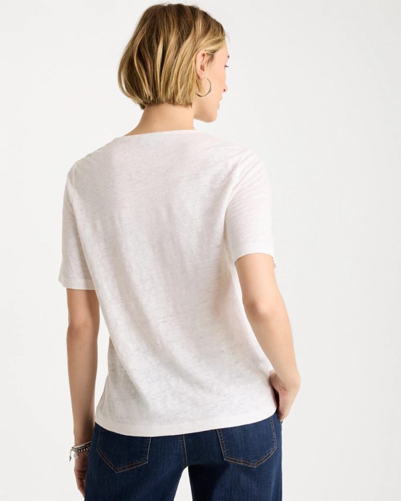 Chicos Flora Lace V-Neck Tee - ALABASTER