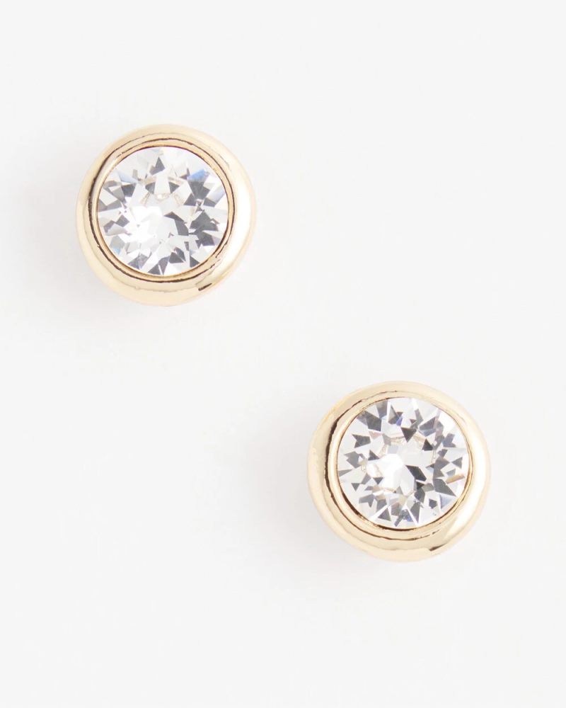 Chicos Gold Tone Crystal Stud Earrings - GOLD