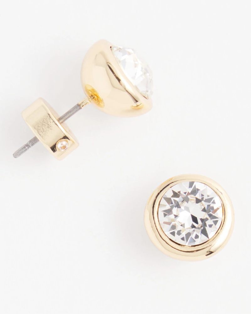 Chicos Gold Tone Crystal Stud Earrings - GOLD