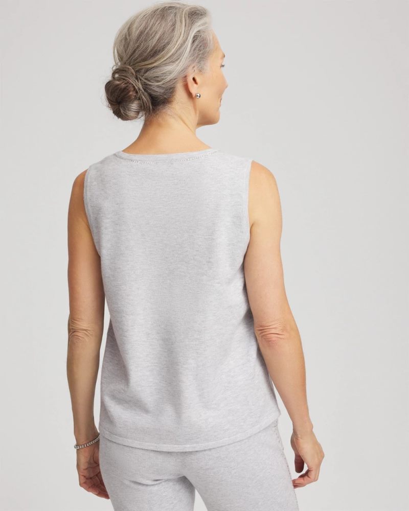 Chicos Zenergy® Luxe Diamante Tank - FROSTED GRAY HEATHER