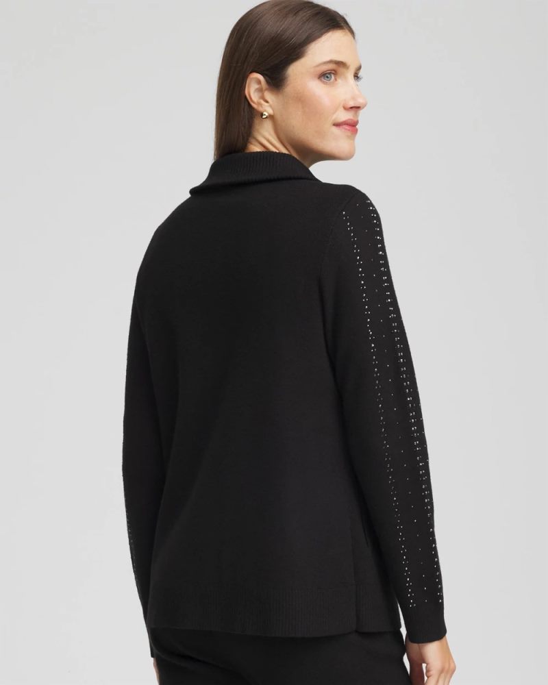 Chicos Zenergy® Luxe Diamante Zip Cardigan - BLACK