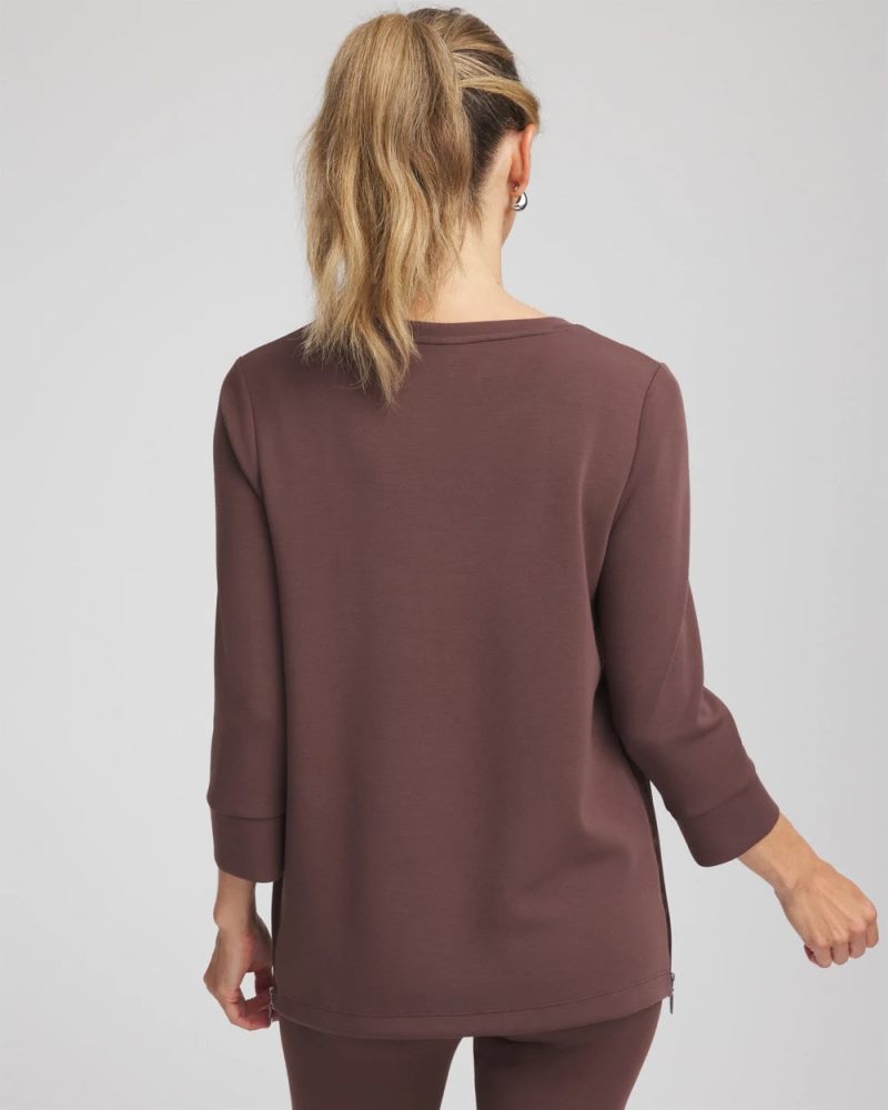 Chicos Zenergy® Satin-Trim Tunic - ESPRESSO