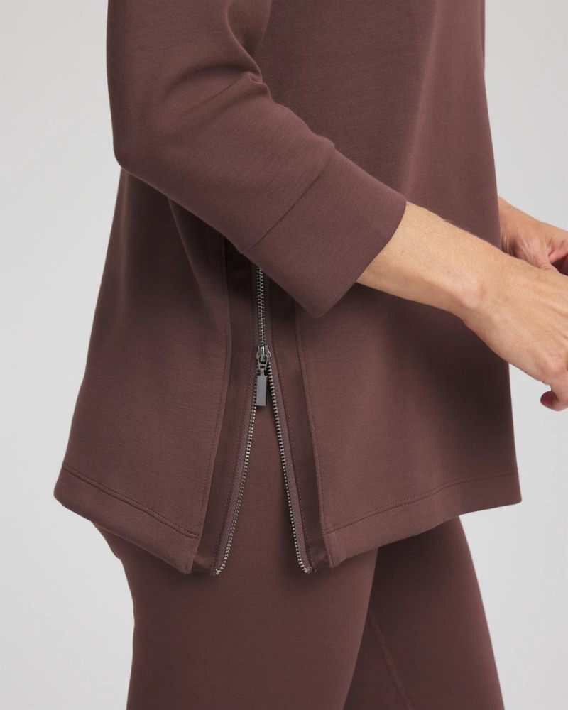 Chicos Zenergy® Satin-Trim Tunic - ESPRESSO