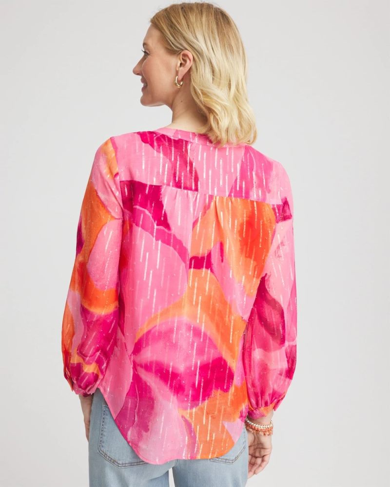 Chicos Watercolor Classic Fit Chiffon Blouse - CRUSHED BERRIES