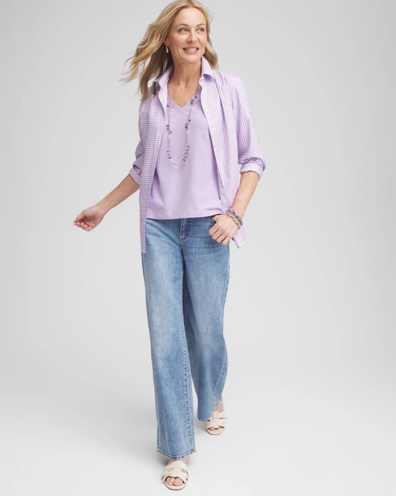 Chicos Elbow-Sleeve Perfect Tee - GENTLE LAVENDER