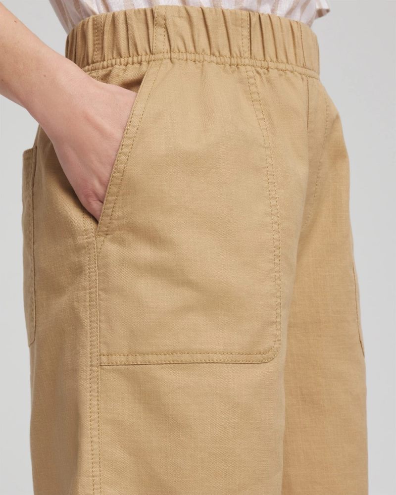 Chicos Cotton-Linen Pull-On Utility Shorts - CAFE AROMA