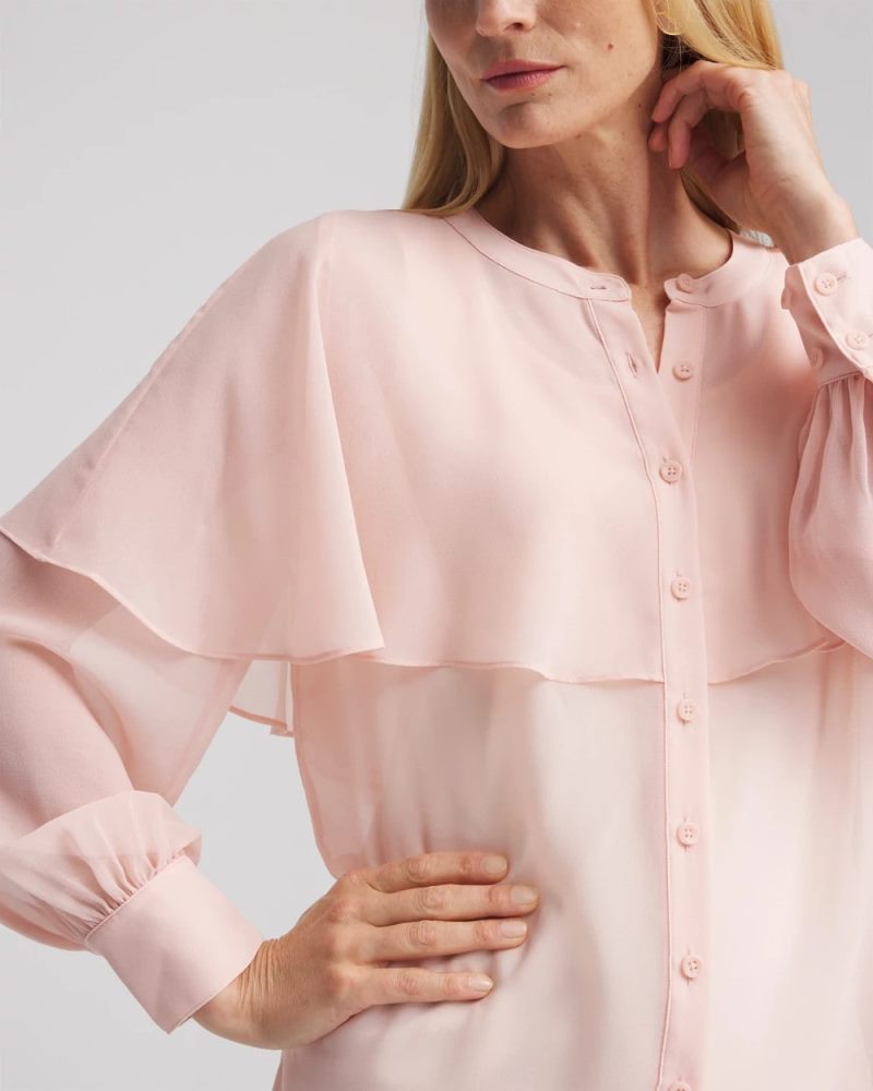 Chicos Georgette Cape Blouse - ROSE SMOKE