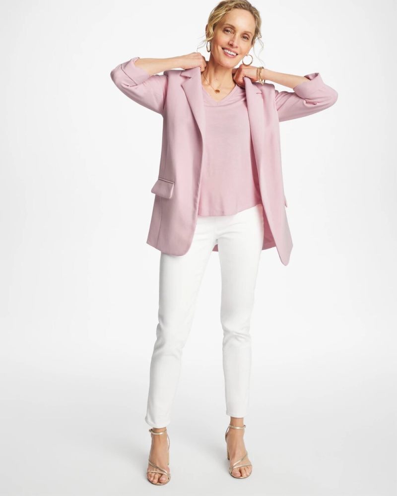 Chicos Shirred Elbow Sleeve Tee - SWEET BLOSSOM