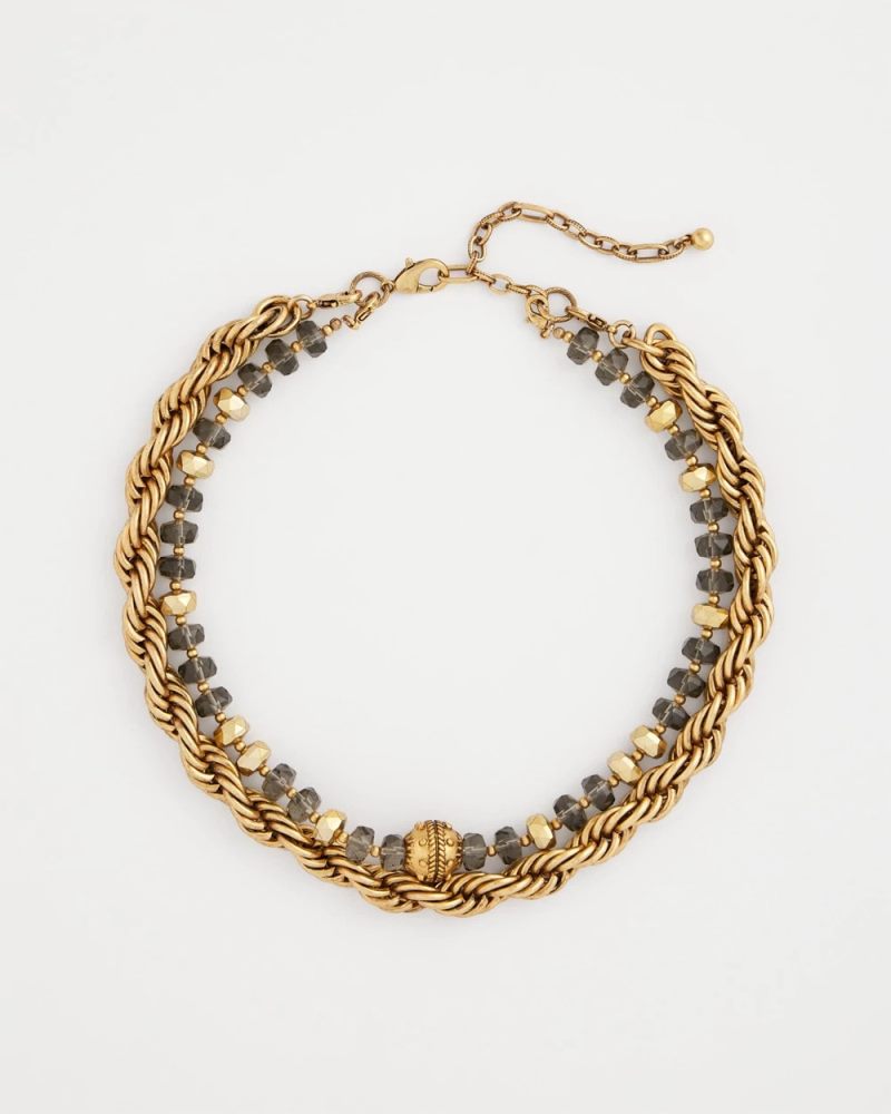 Chicos Convertible Short Beaded Necklace - GOLD