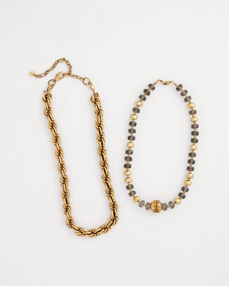 Chicos Convertible Short Beaded Necklace - GOLD