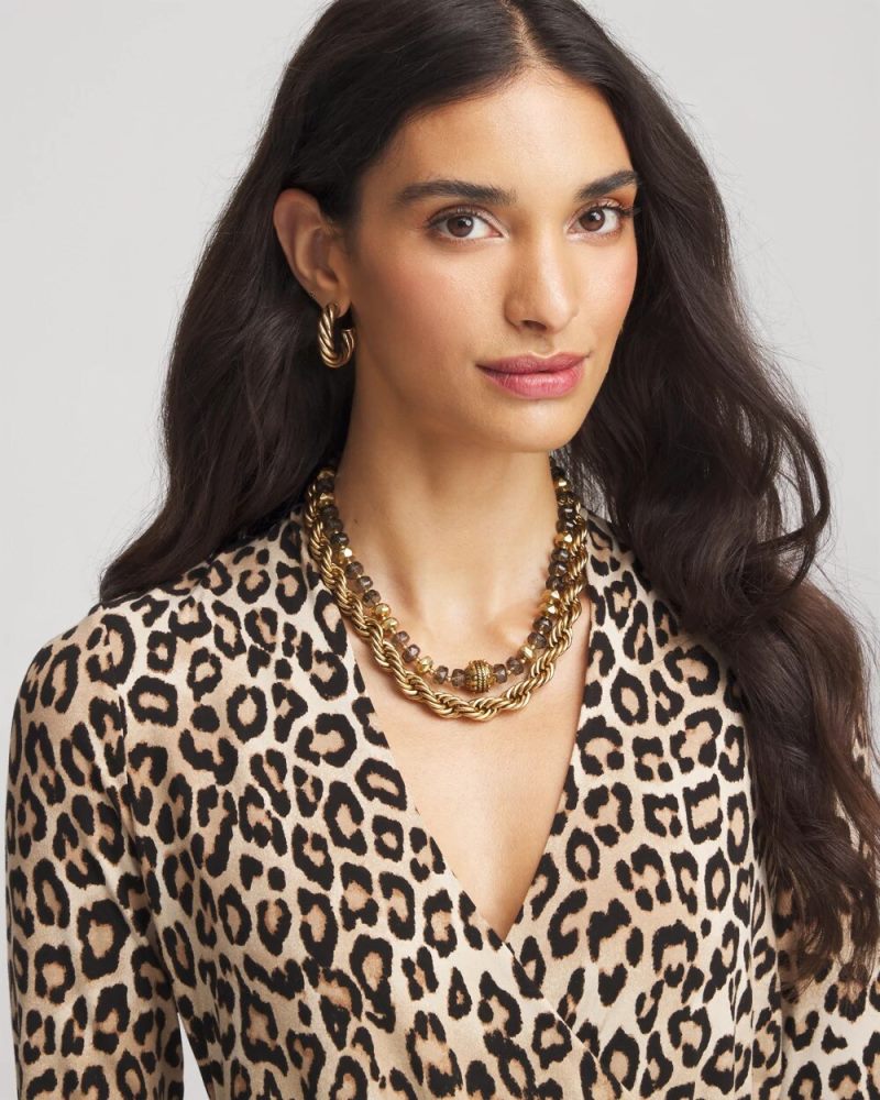 Chicos Convertible Short Beaded Necklace - GOLD