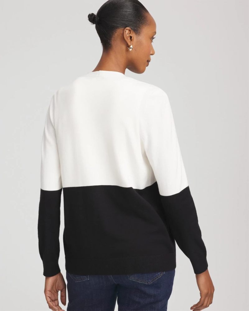 Chicos Ella Colorblock Long-Sleeve Cardigan - ECRU