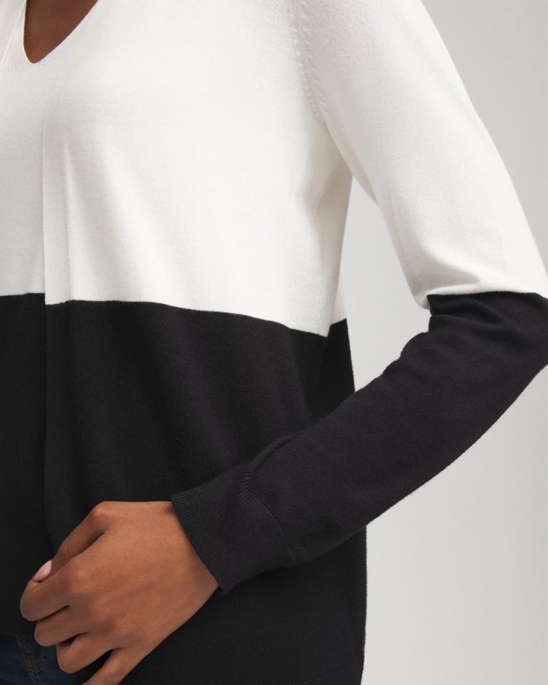 Chicos Ella Colorblock Long-Sleeve Cardigan - ECRU