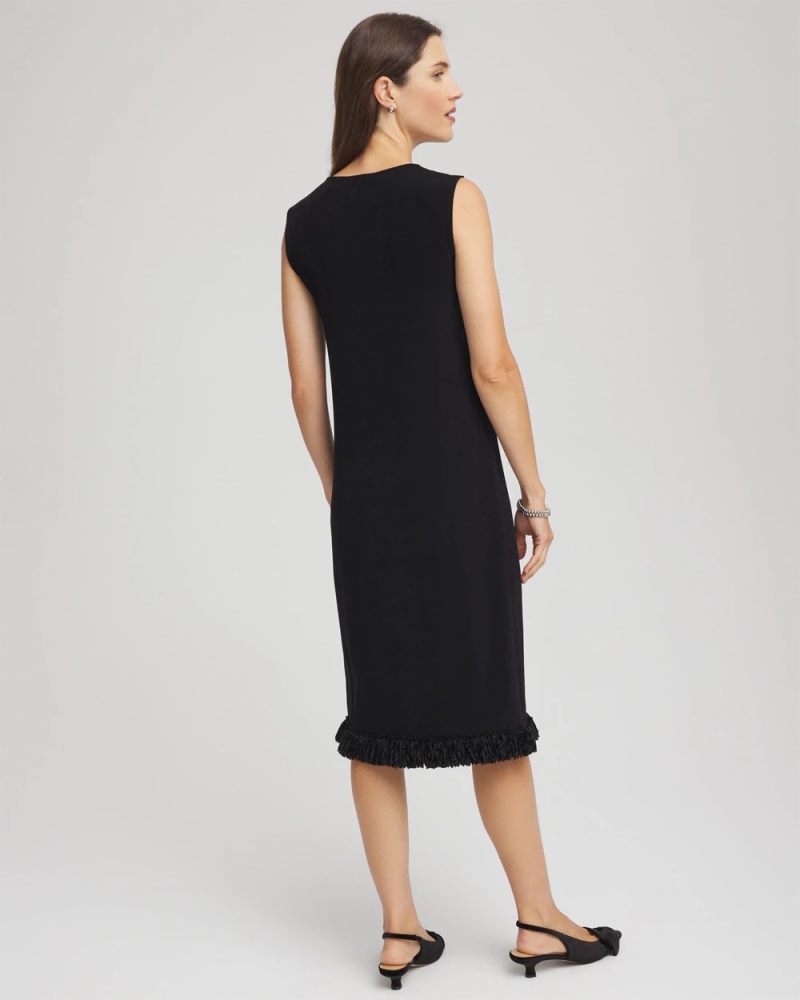 Chicos Travelers™ Fringe Hem Tank Dress - TRAVELERS BLACK