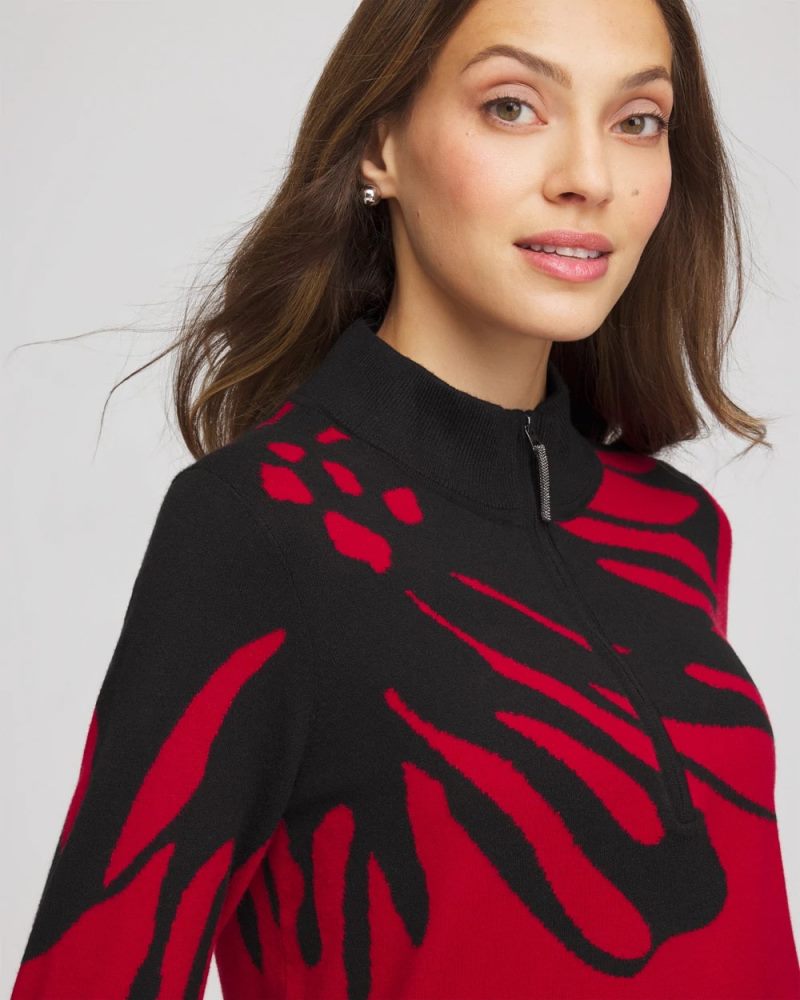 Chicos Zenergy® Luxe Printed Pullover Top - CARMINE RED