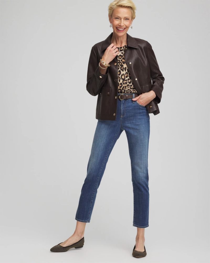 Chicos Girlfriend Slim Cropped Jeans - MARIA INDIGO