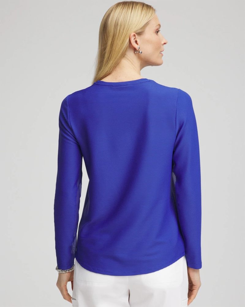 Chicos Zenergy® UPF Crew Neck Mesh-Inset Pullover - RICH COBALT