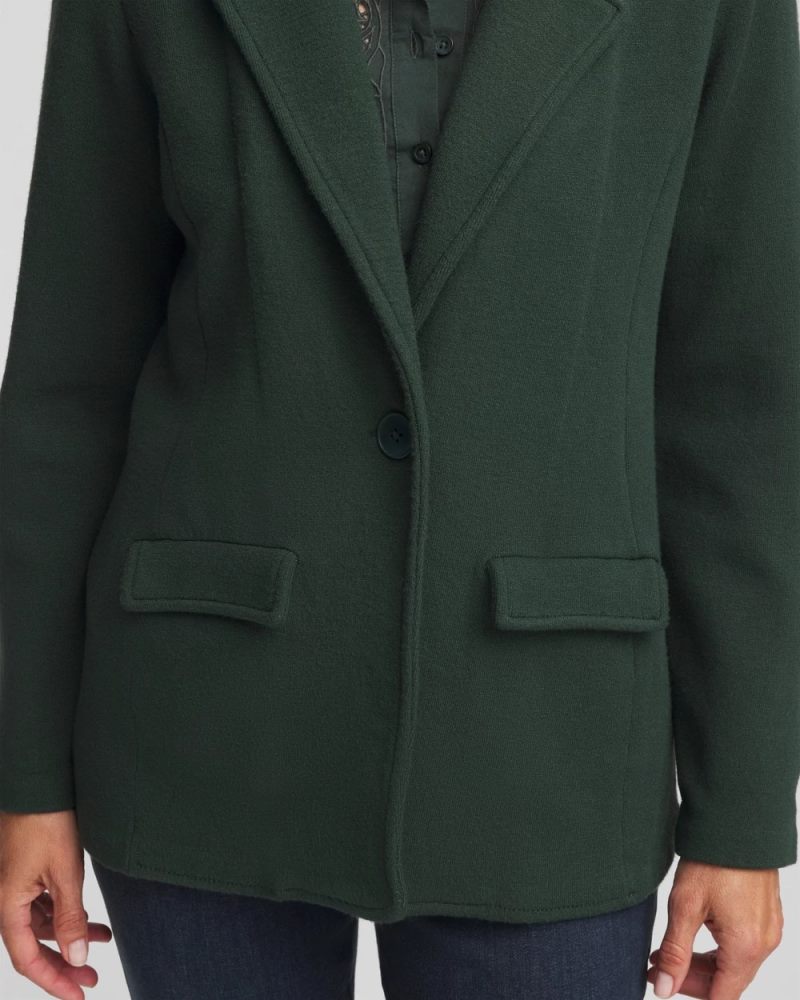 Chicos Single-Breasted Sweater Blazer - DARKEST SPRUCE