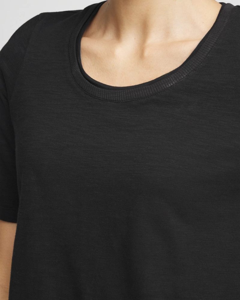 Chicos Slub Elbow-Sleeve Tee - BLACK
