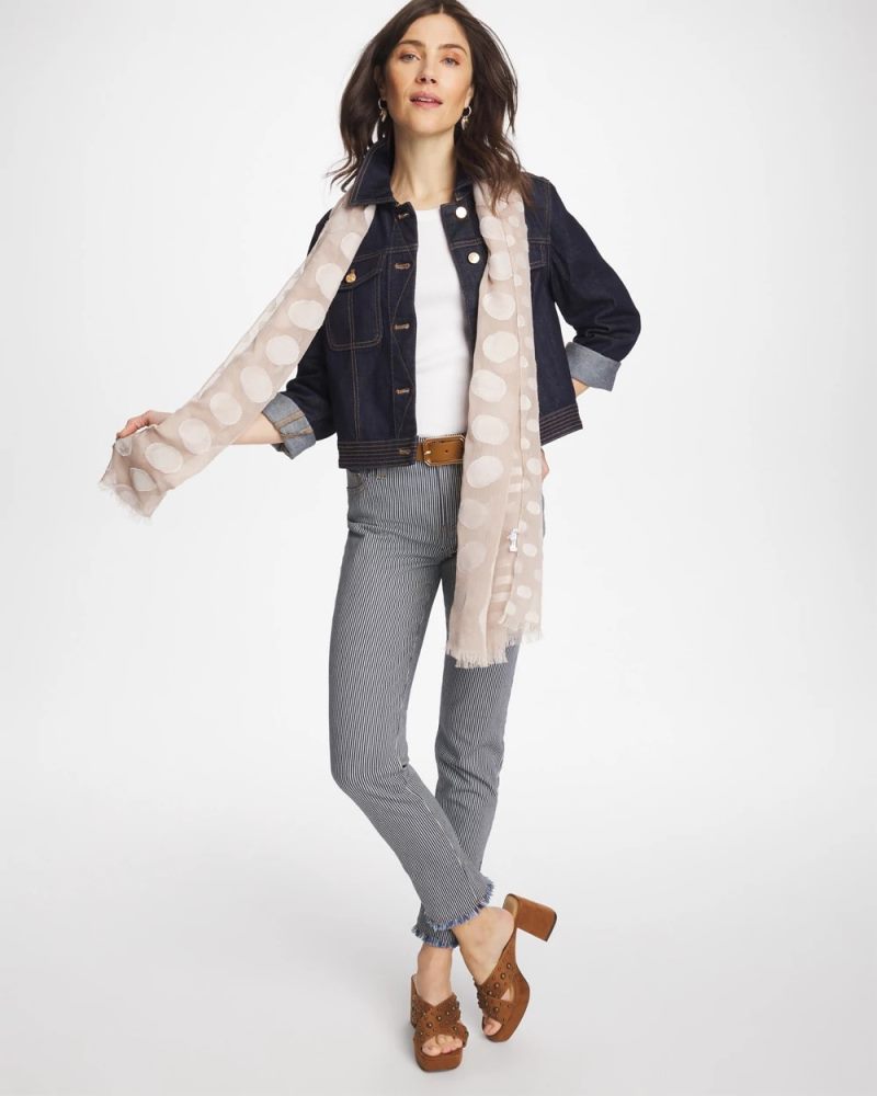 Chicos Petite Pinnacle Stripe Girlfriend Ankle Jeans - DENIM