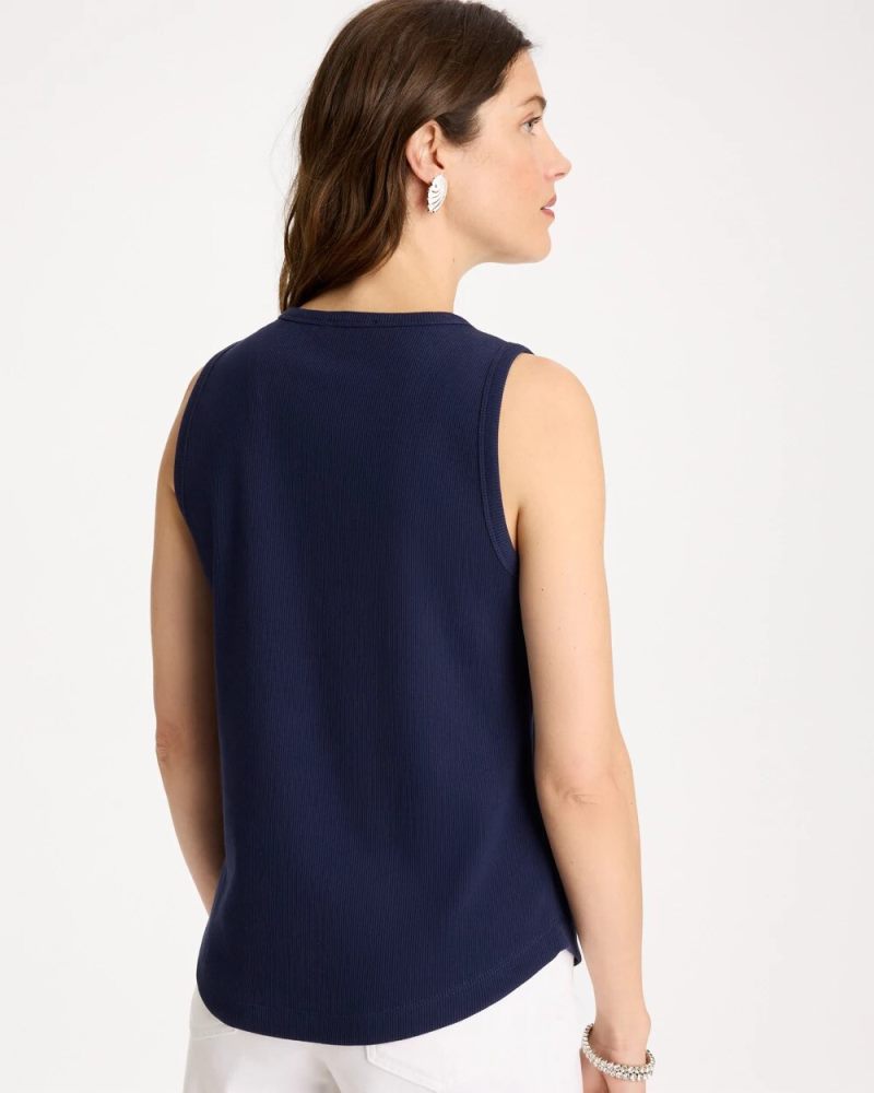 Chicos High Neck Rib Tank - PASSPORT BLUE