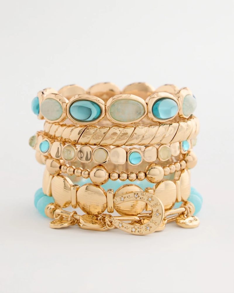Chicos Quartz Stone Small Stretch Bracelet - LIGHT BLUE
