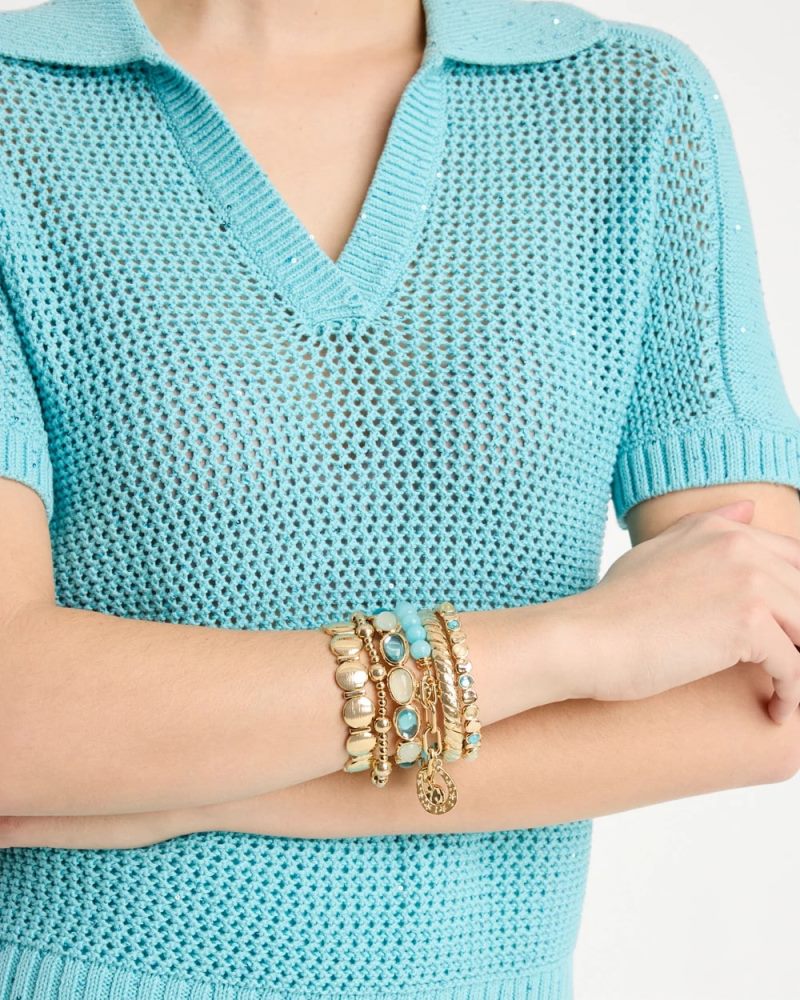 Chicos Quartz Stone Small Stretch Bracelet - LIGHT BLUE