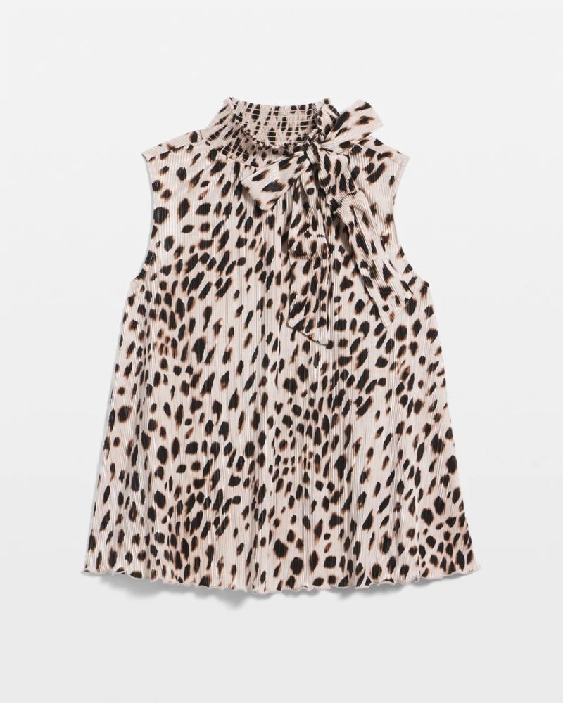 Chicos Pleated Smocked Tie-Neck Top - ENGLISH CREAM