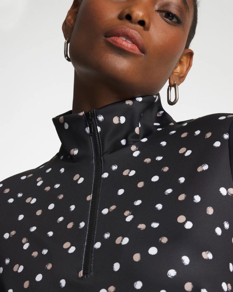 Chicos Zenergy® UPF Spotted Half Zip - STUDIO TAUPE