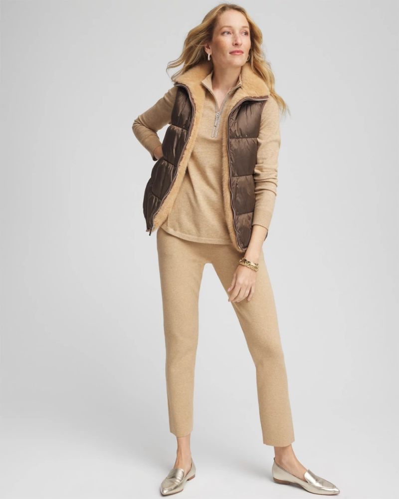 Chicos Zenergy® Reversible Faux-Fur Vest - WARM MOCHA
