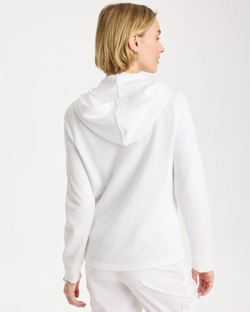 Chicos Zenergy® Beach Slub Zip-Front Hoodie - ALABASTER