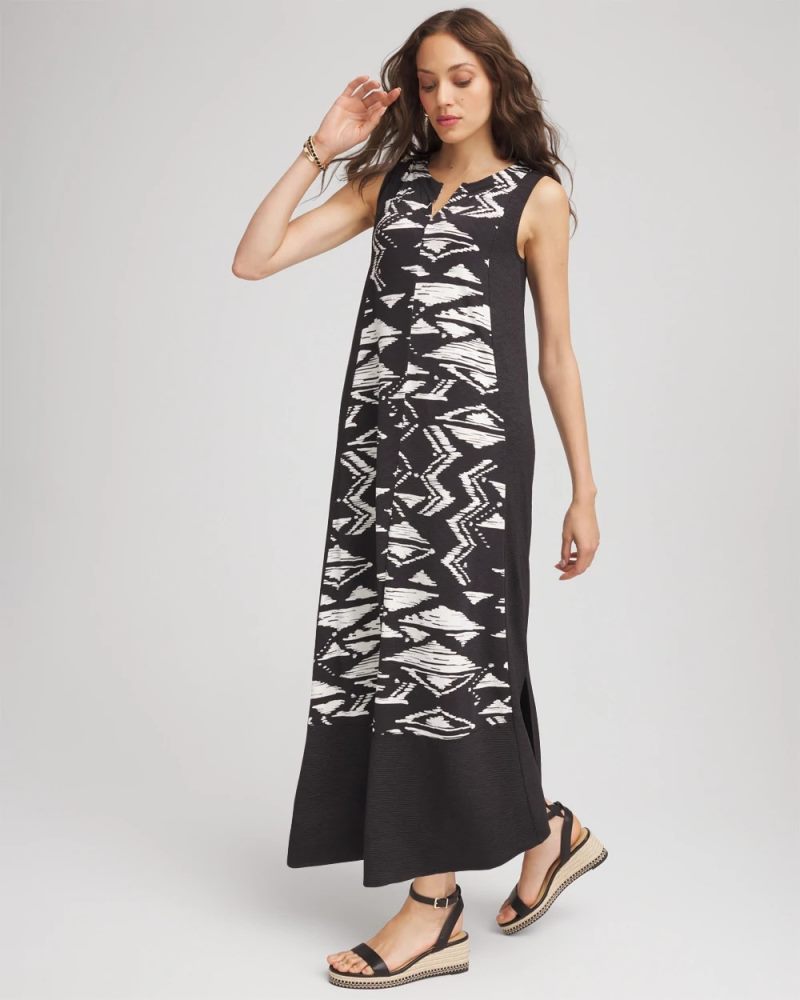 Chicos Travelers™ Crinkled Knit Dress - BLACK