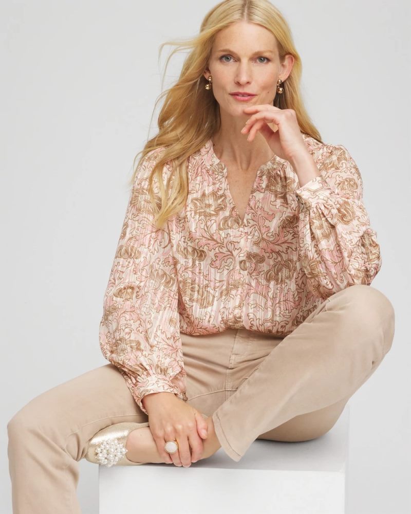 Chicos Revival Bloom Chiffon Blouse - BLUSHED