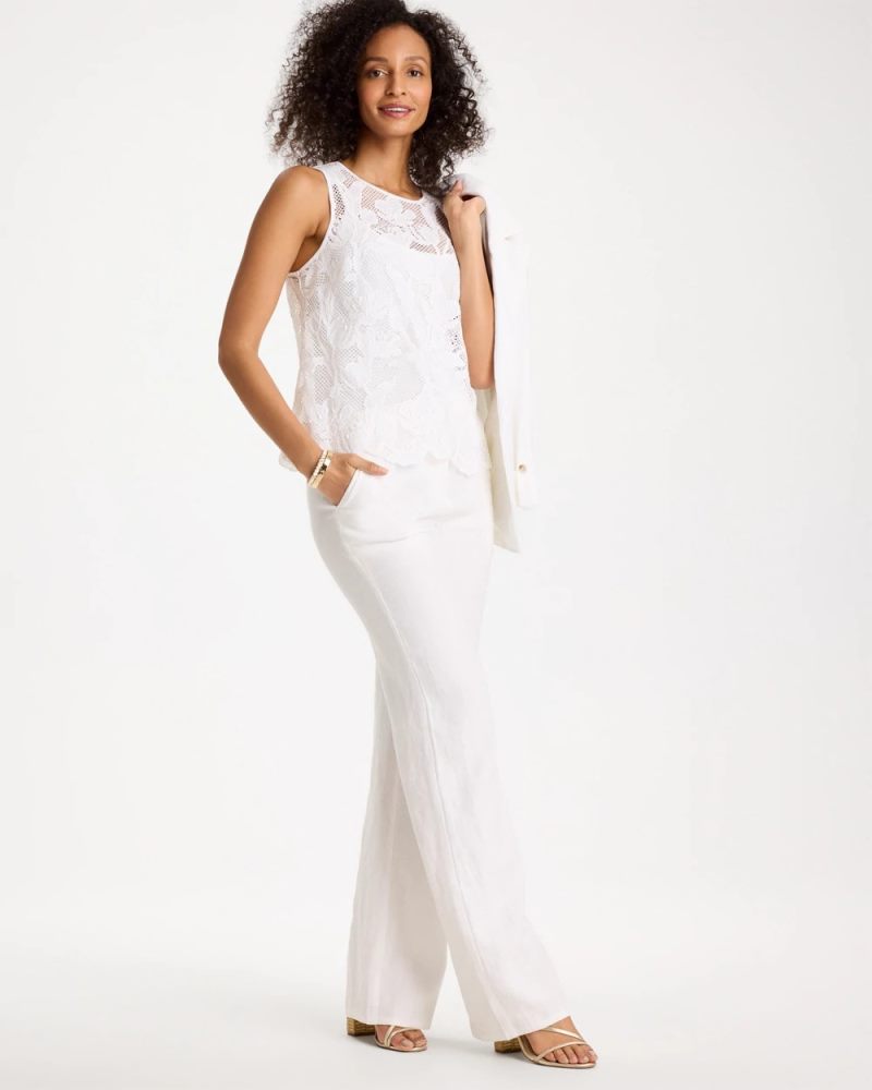 Chicos Petal Lace Applique Tank - ALABASTER