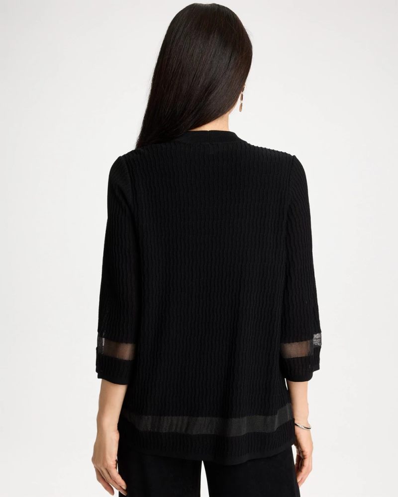 Chicos Travelers™ Sheer Stripe Cardigan - TRAVELERS BLACK