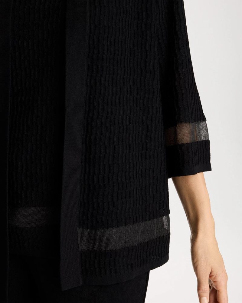 Chicos Travelers™ Sheer Stripe Cardigan - TRAVELERS BLACK