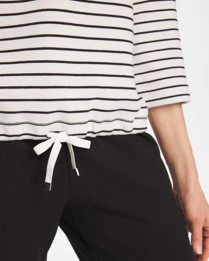 Chicos Zenergy® Striped Ottoman Drawstring Top - BLACK