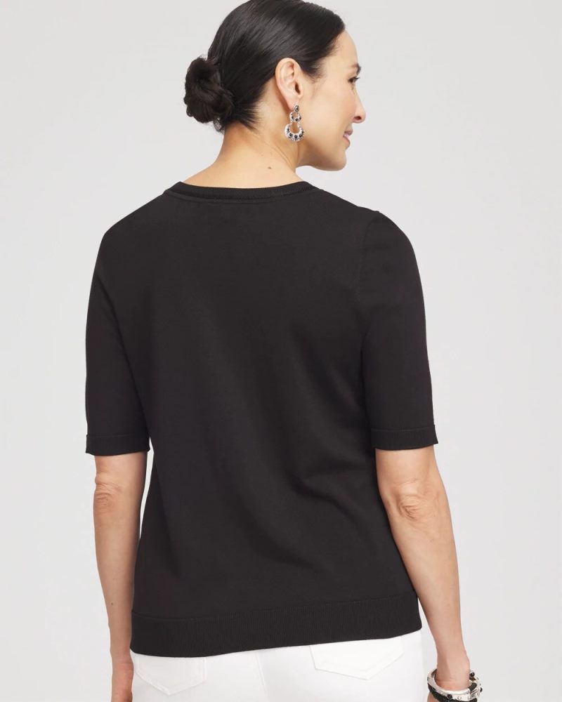 Chicos Crewneck Pullover Sweater - BLACK