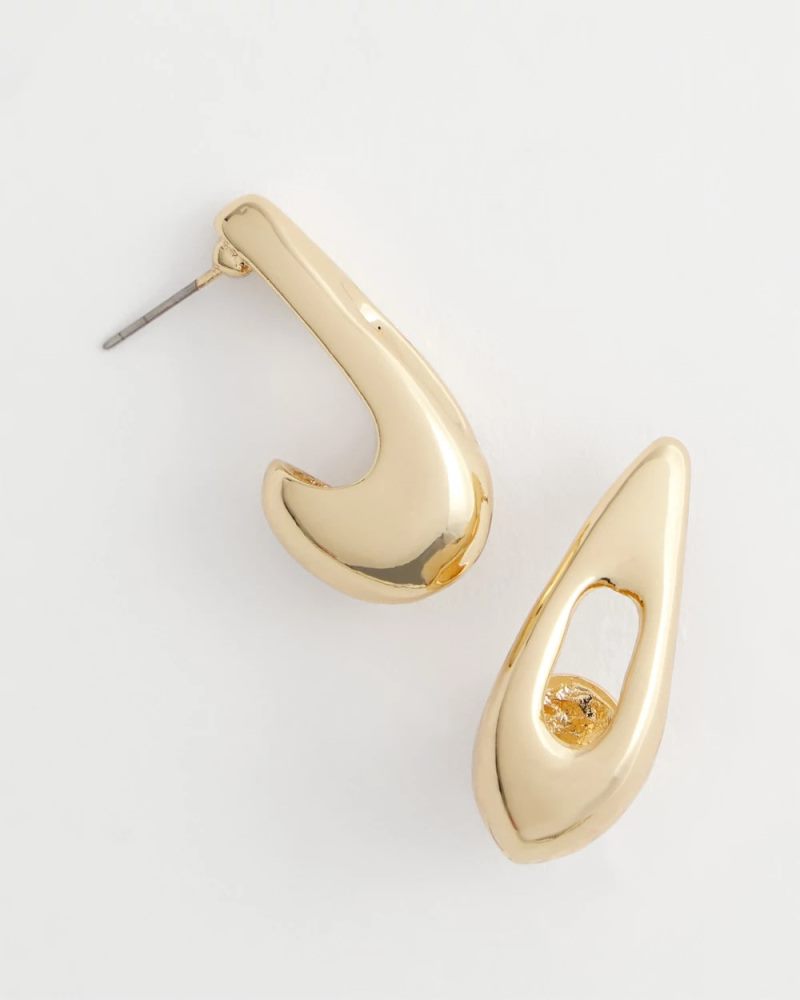 Chicos Gold Puff Hoop Earrings - GOLD
