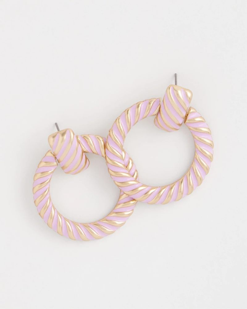 Chicos Pink Twist Drop Hoop Earrings - PINK