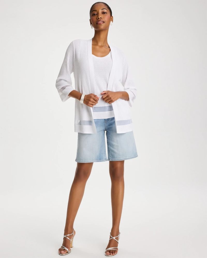 Chicos Travelers™ Sheer Stripe Cardigan - TRAVELERS WINTER DRIFT