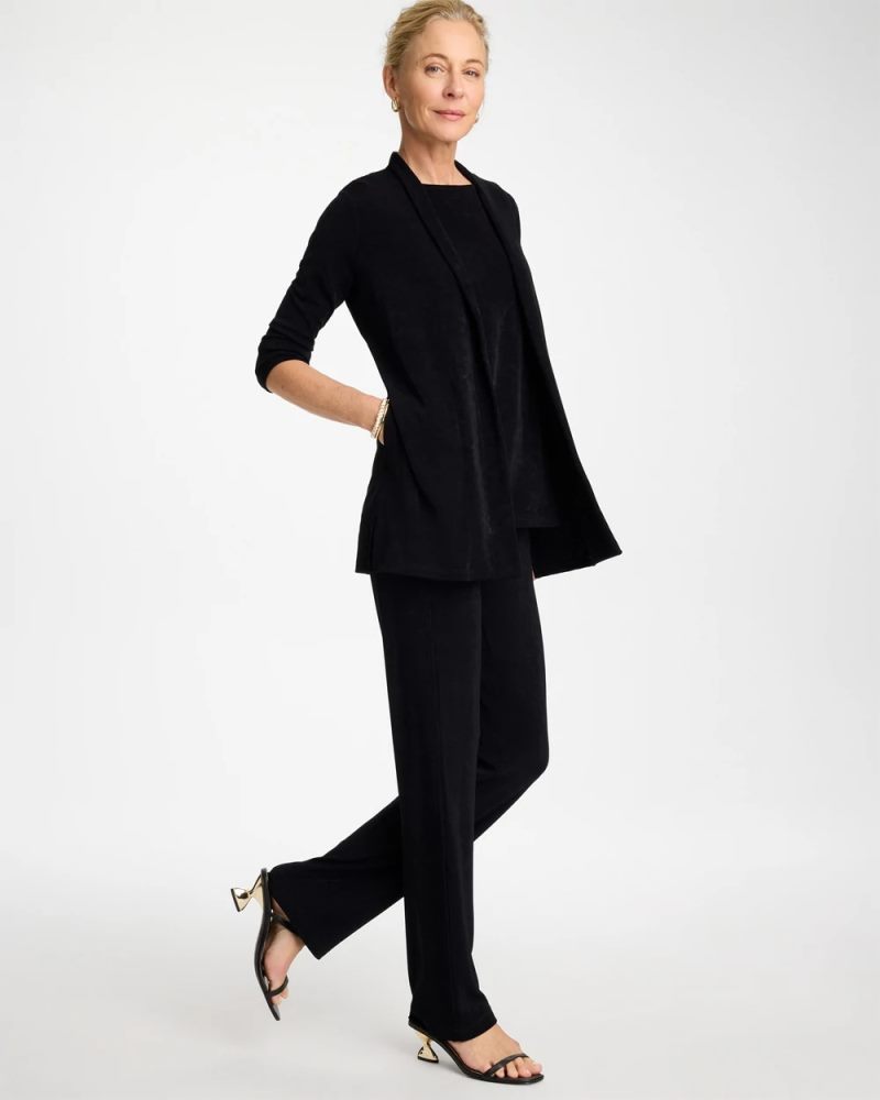 Chicos Travelers™ Classic Long Knit Jacket - TRAVELERS BLACK