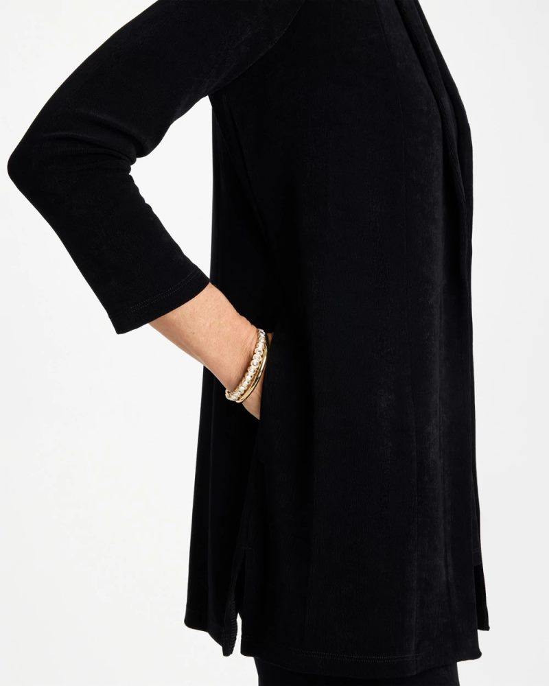 Chicos Travelers™ Classic Long Knit Jacket - TRAVELERS BLACK